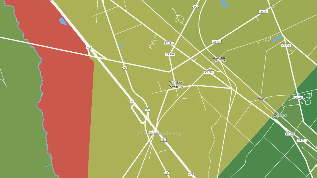 Winslow, NJ Map of Vehicle Theft Rates