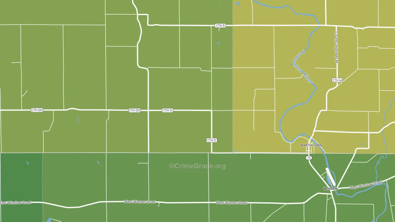 Winslow, WI Map of Vehicle Theft Rates