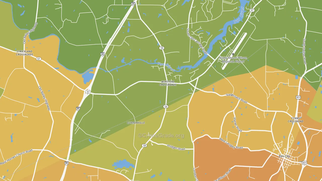 Winstead Crossroads, NC Map of Vehicle Theft Rates