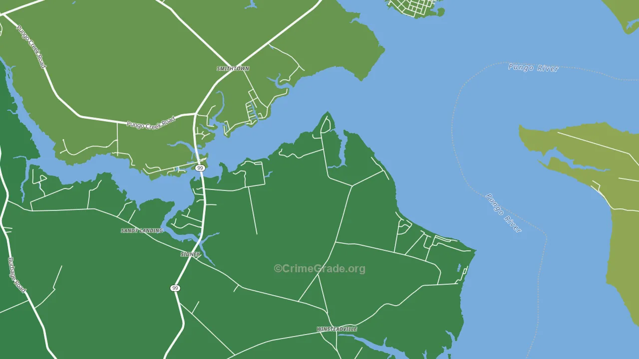 Winsteadville, NC Map of Vehicle Theft Rates