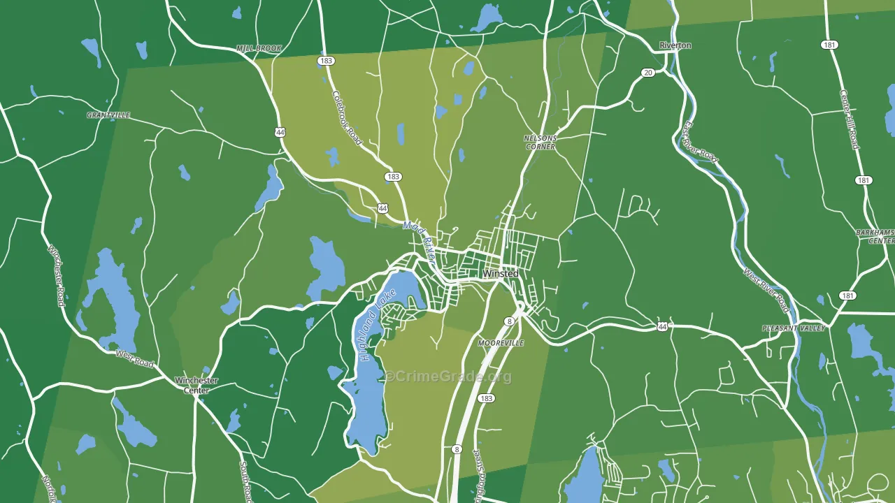 Winsted, CT Map of Vehicle Theft Rates