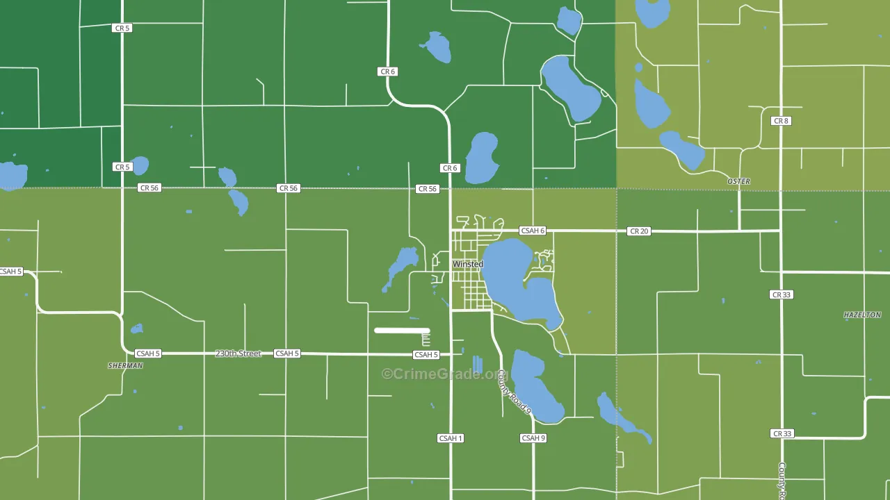 Winsted, MN Map of Vehicle Theft Rates