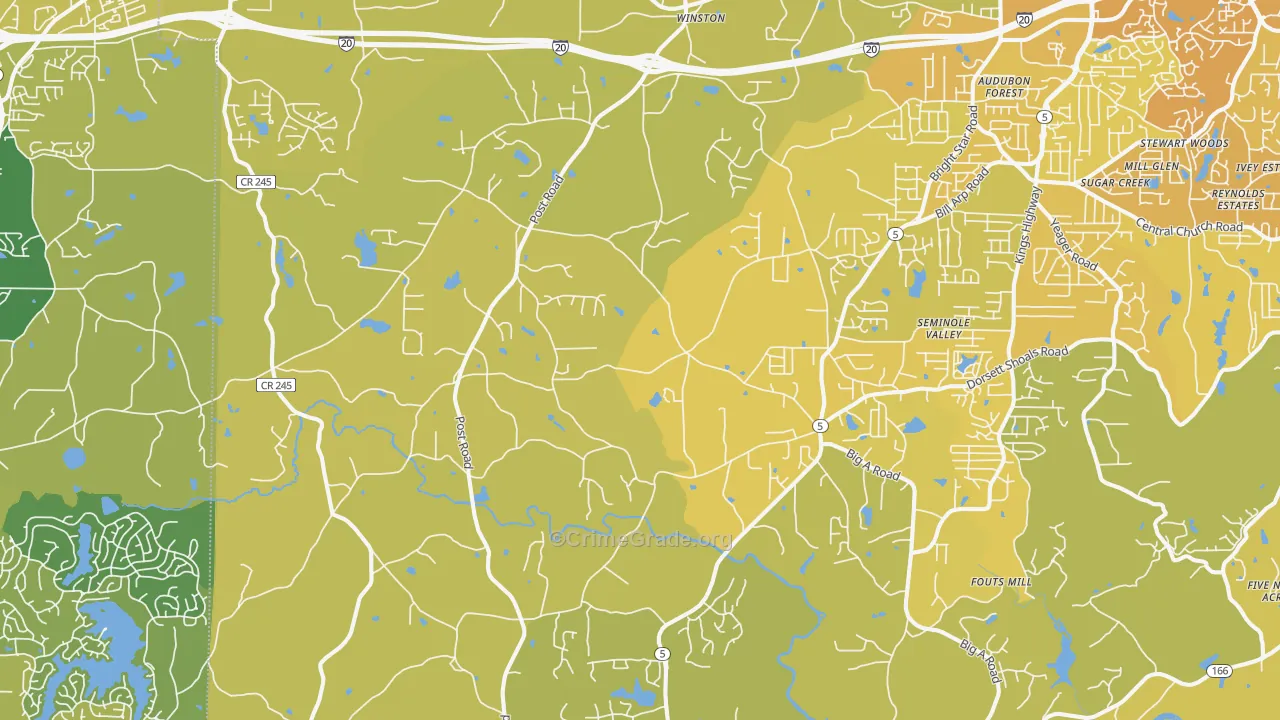 Winston, GA Map of Vehicle Theft Rates