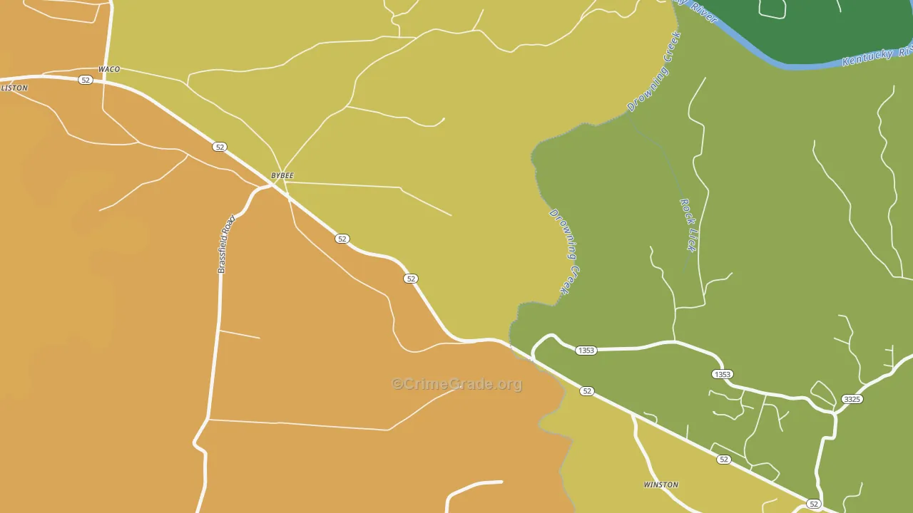 Winston, KY Map of Vehicle Theft Rates