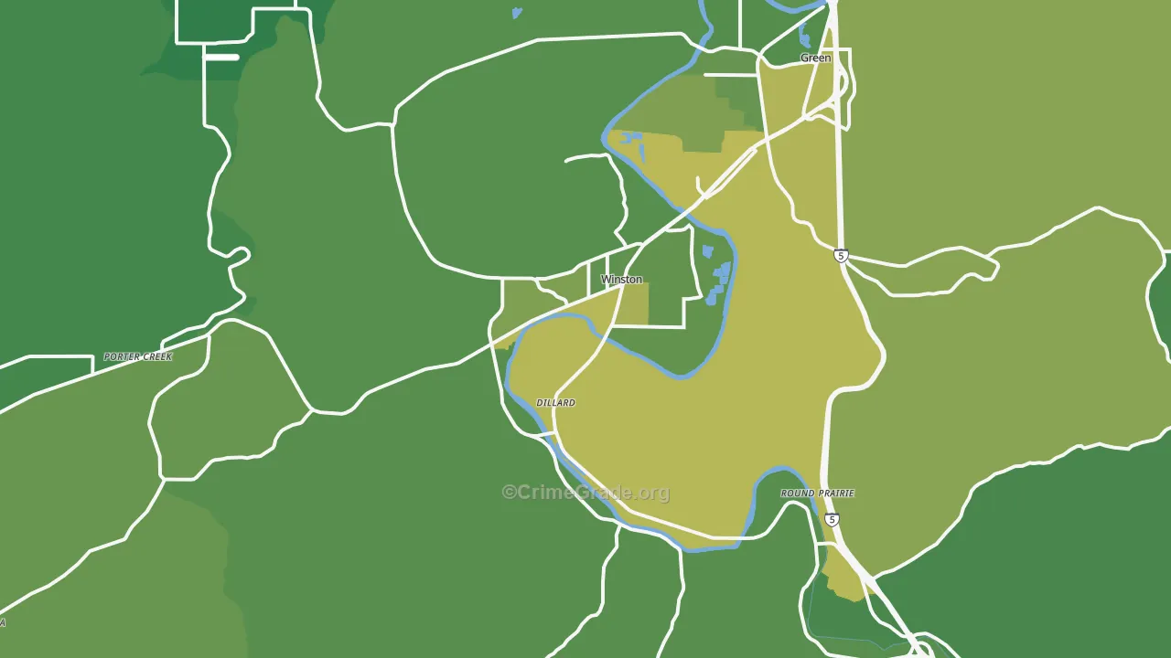 Winston, OR Map of Vehicle Theft Rates