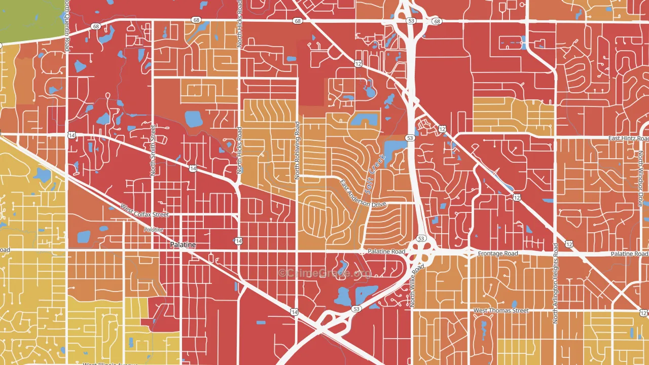 Winston Park, Palatine, IL Map of Vehicle Theft Rates