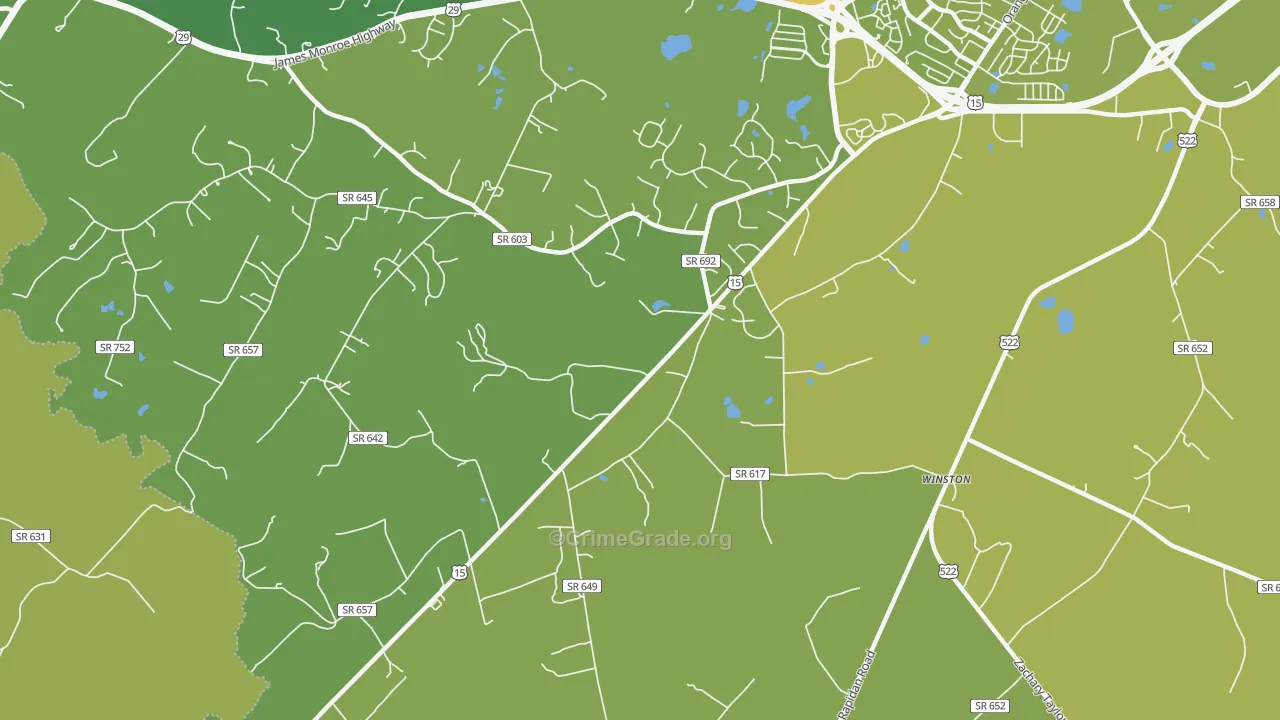 Winston, VA Map of Vehicle Theft Rates
