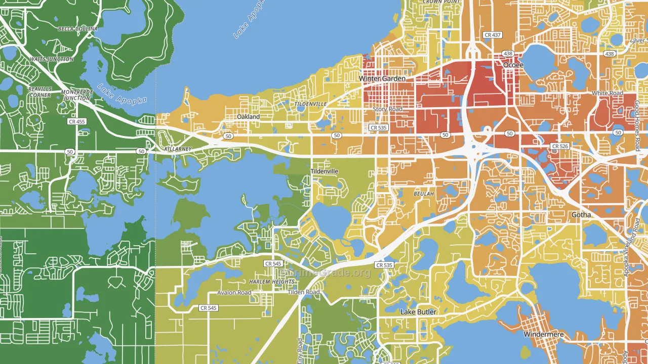 Winter Garden, FL Map of Vehicle Theft Rates