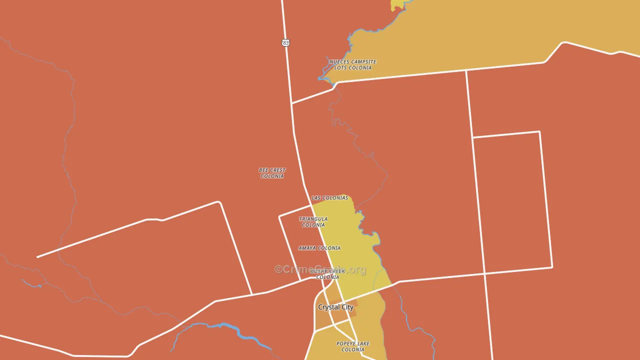 Winter Haven, TX Map of Vehicle Theft Rates
