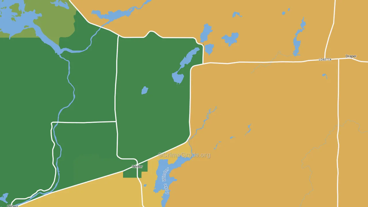 Winter, WI Map of Vehicle Theft Rates