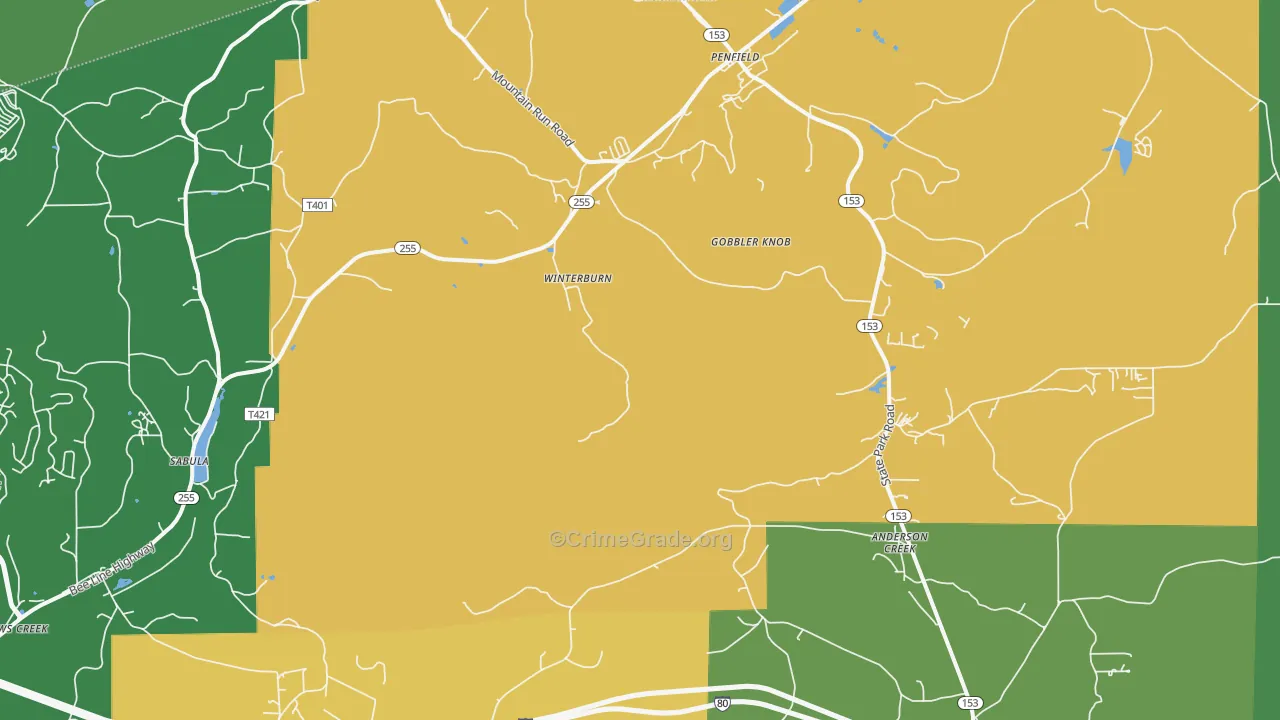 Winterburne, PA Map of Vehicle Theft Rates