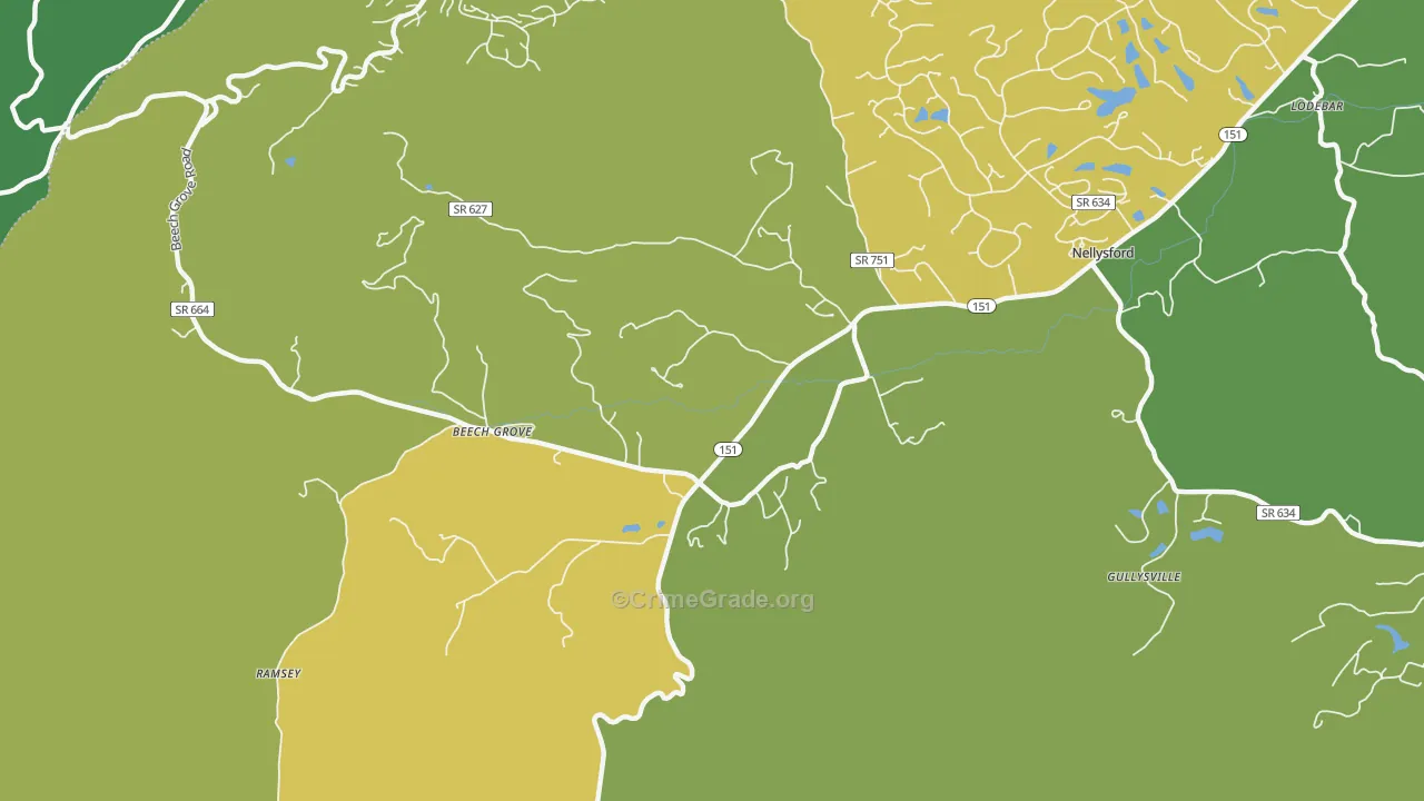 Wintergreen, VA Map of Vehicle Theft Rates