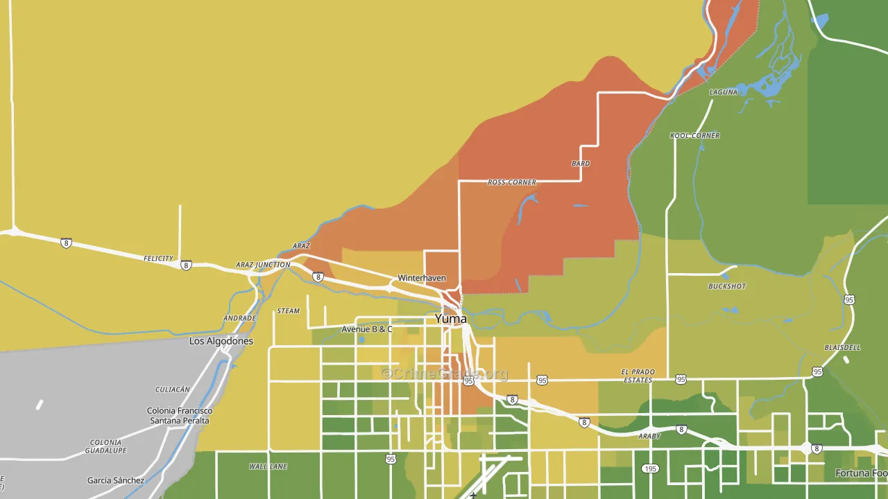 Winterhaven, CA Map of Vehicle Theft Rates