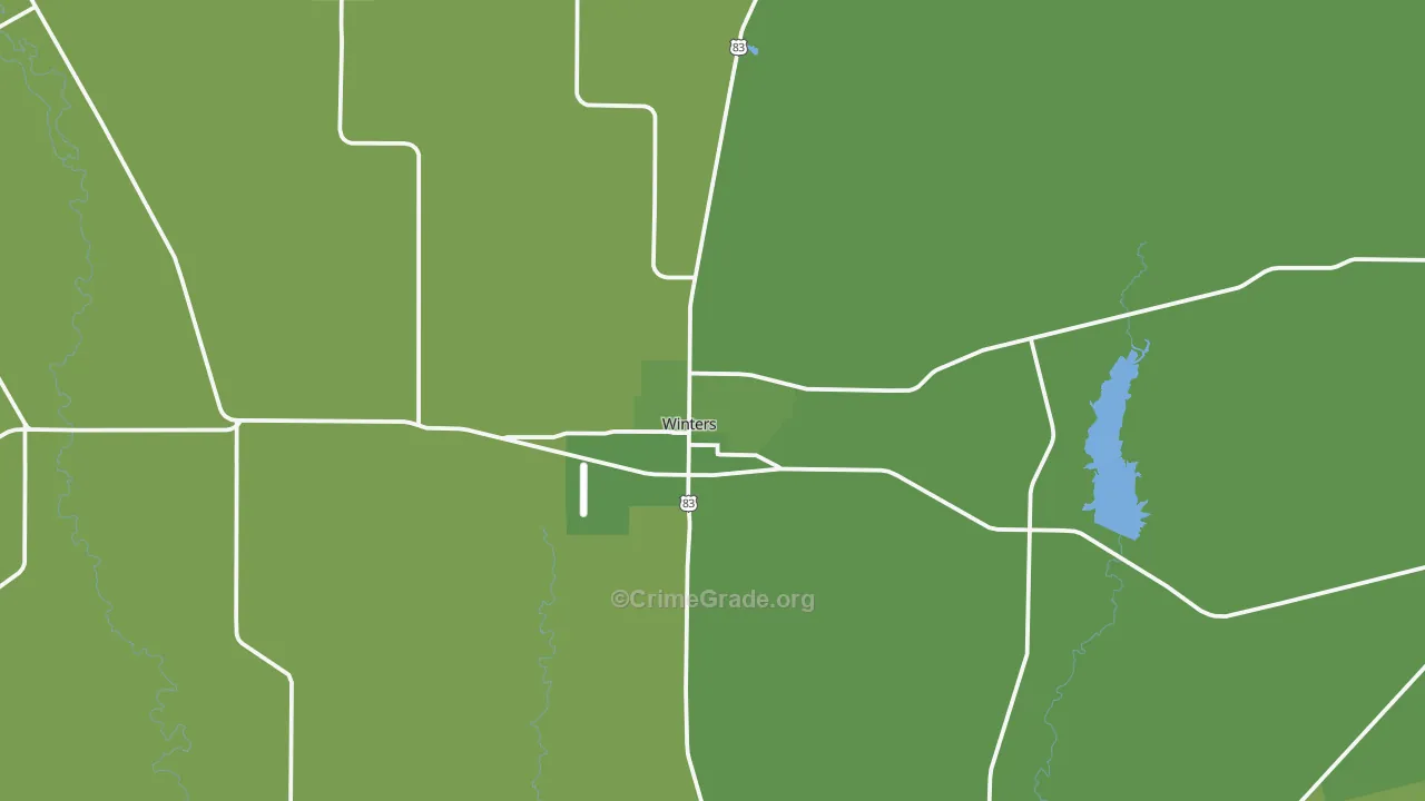 Winters, TX Map of Vehicle Theft Rates