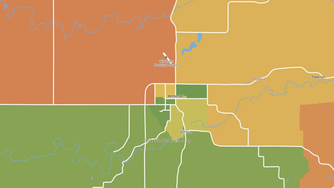 Winterset, IA Map of Vehicle Theft Rates