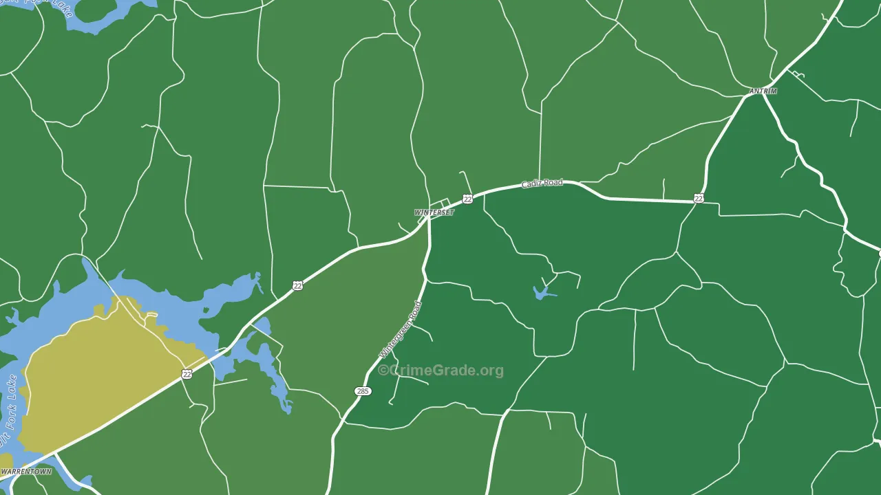 Winterset, OH Map of Vehicle Theft Rates