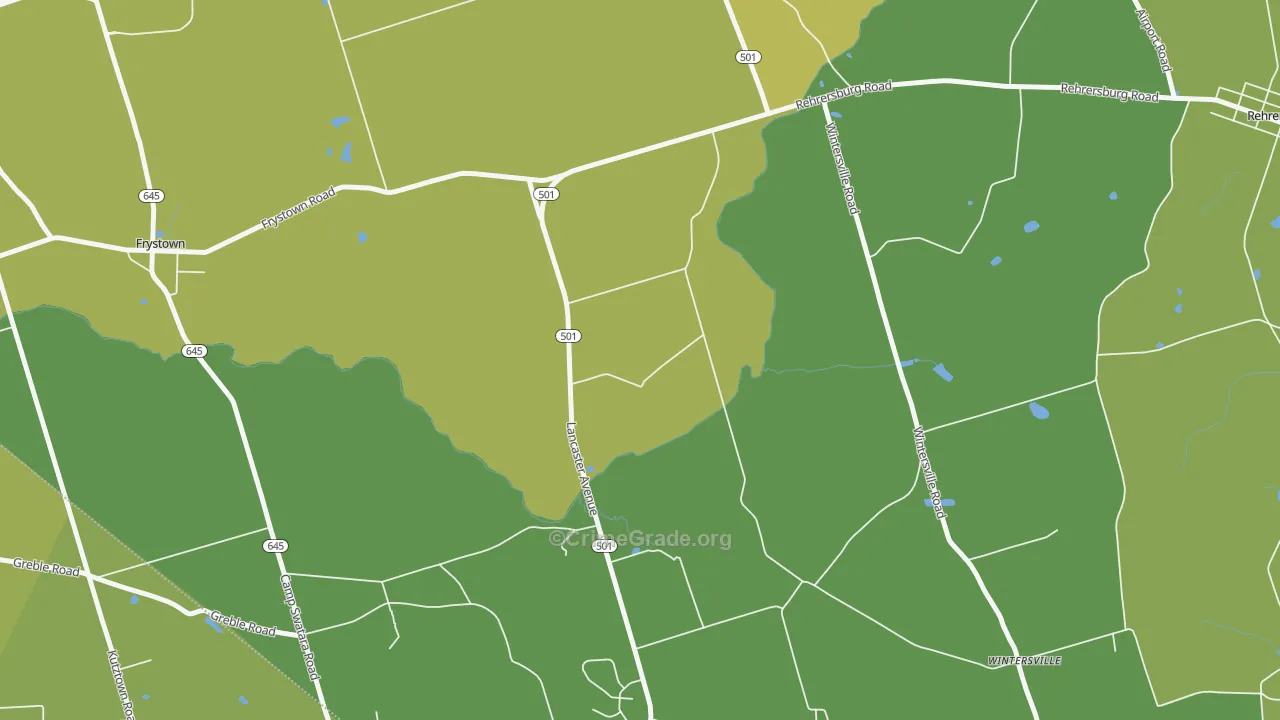 Wintersville, PA Map of Vehicle Theft Rates