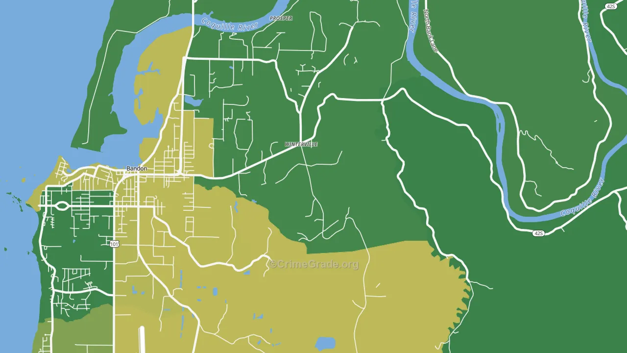 Winterville, OR Map of Vehicle Theft Rates