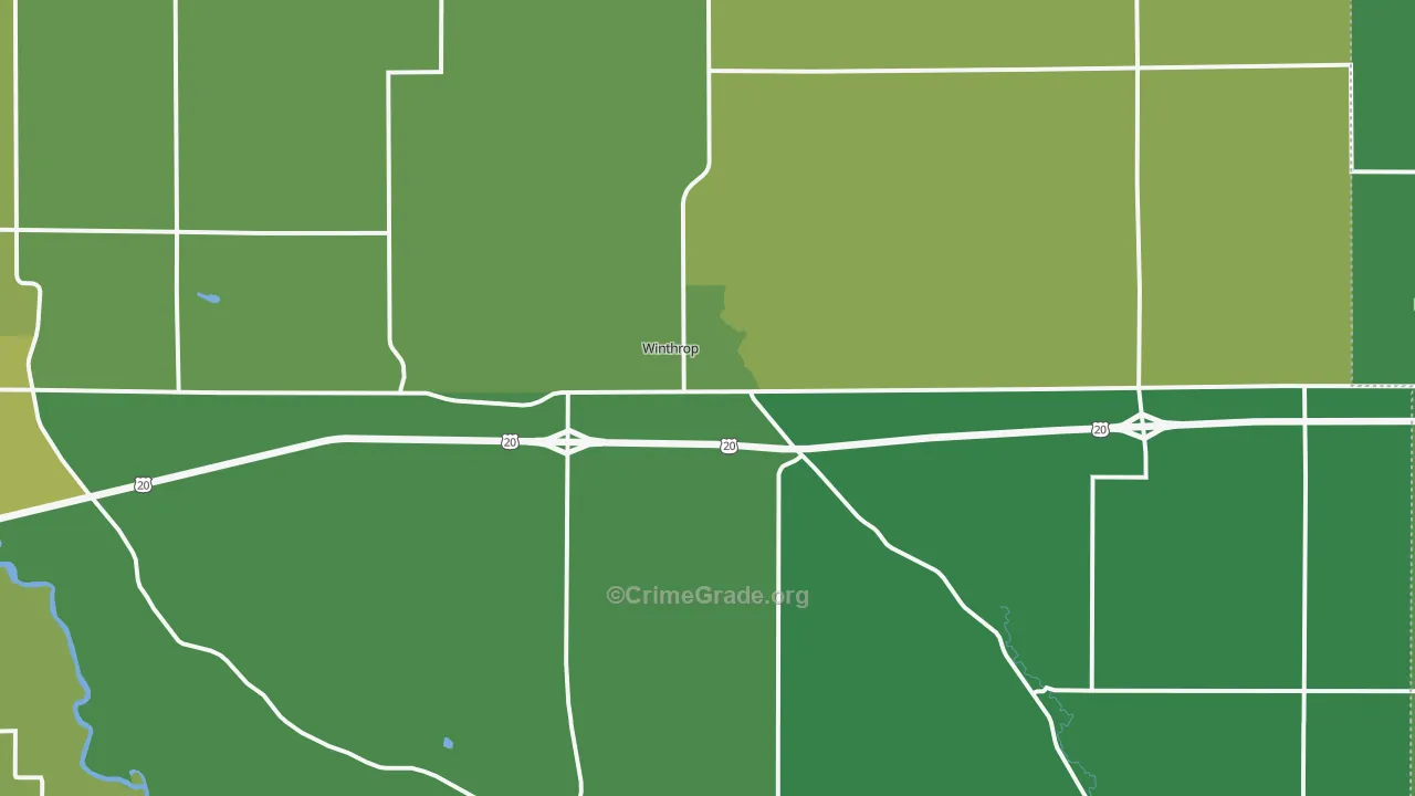 Winthrop, IA Map of Vehicle Theft Rates