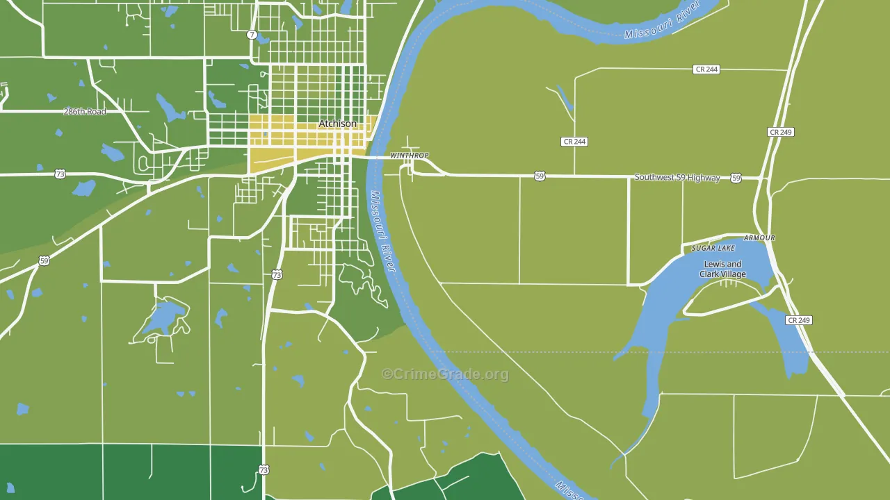 Winthrop, MO Map of Vehicle Theft Rates