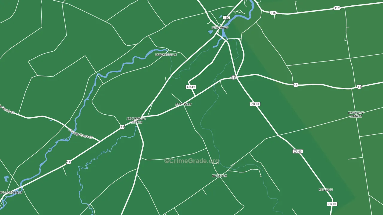 Winthrop, NY Map of Vehicle Theft Rates