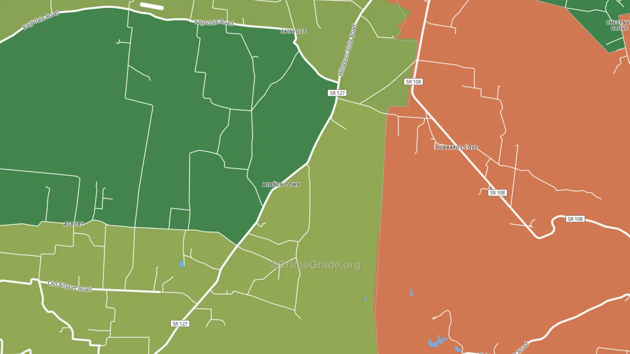 Winton Town, TN Map of Vehicle Theft Rates