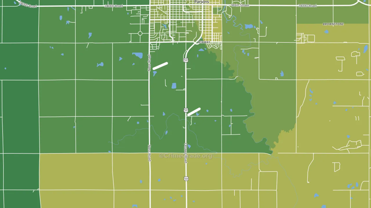 Winway, KS Map of Vehicle Theft Rates