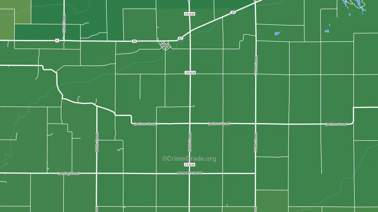 Wiota, IA Map of Vehicle Theft Rates