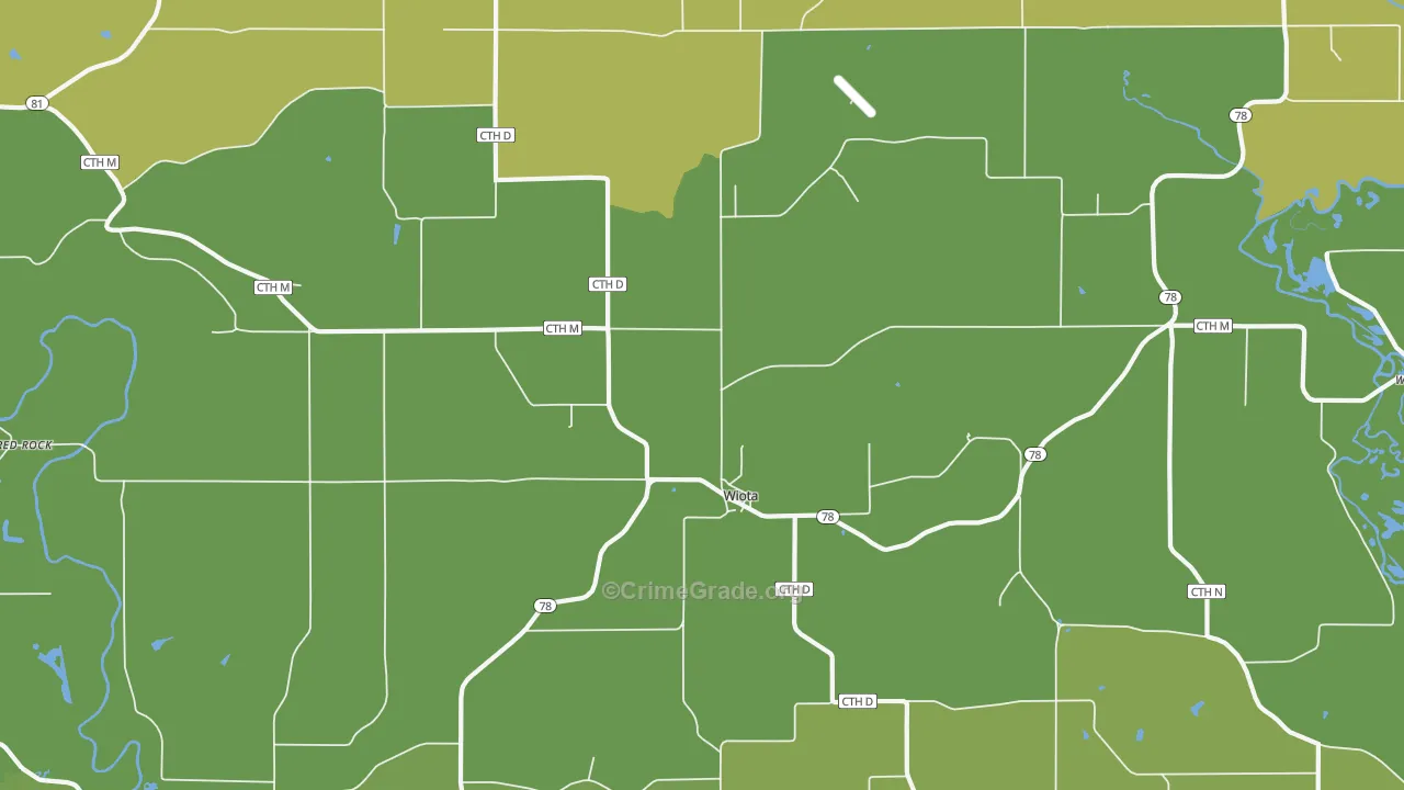 Wiota, WI Map of Vehicle Theft Rates