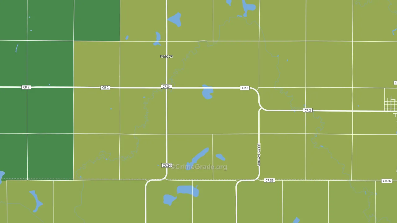 Wirock, MN Map of Vehicle Theft Rates