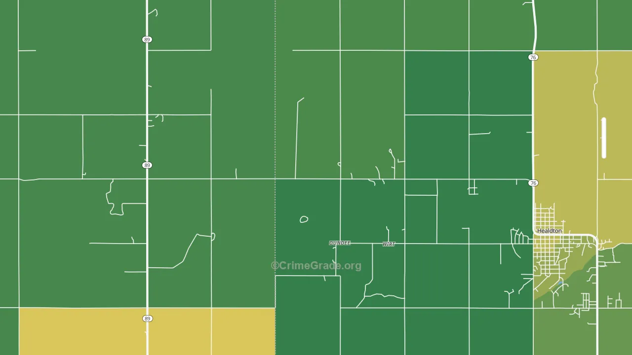 Wirt, OK Map of Vehicle Theft Rates