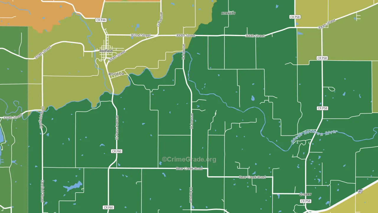 Wiscotta, IA Map of Vehicle Theft Rates