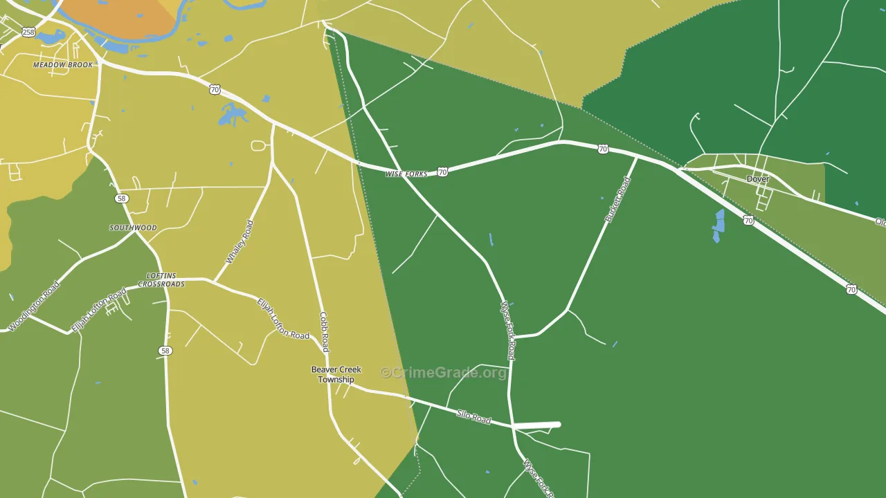 Wise Forks, NC Map of Vehicle Theft Rates