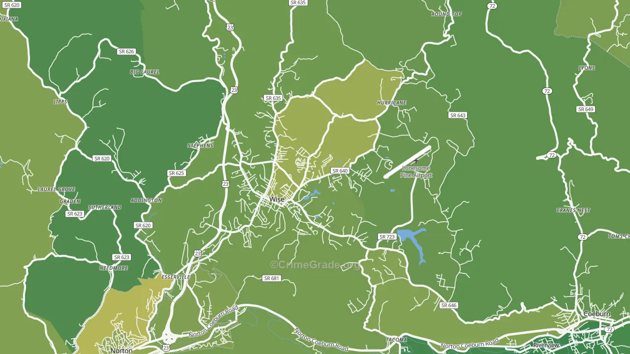 Wise, VA Map of Vehicle Theft Rates