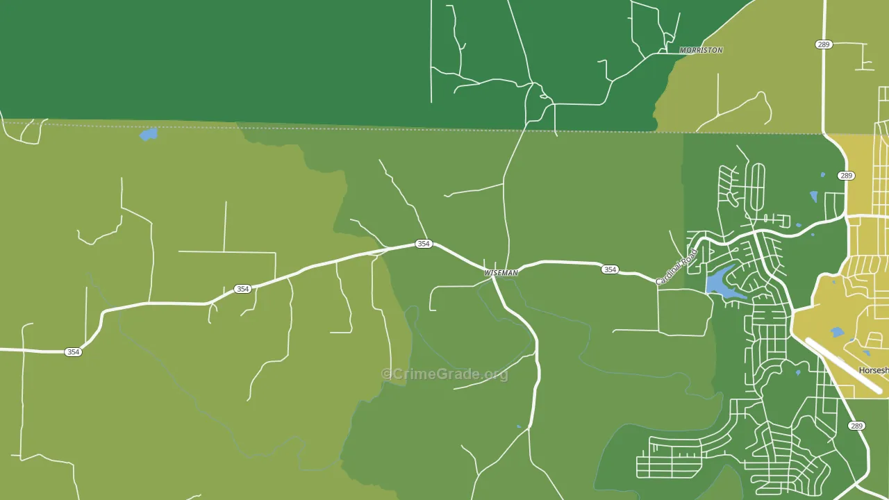 Wiseman, AR Map of Vehicle Theft Rates