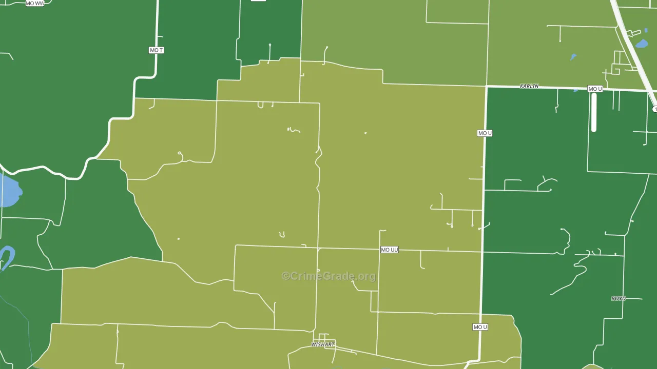 Wishart, MO Map of Vehicle Theft Rates