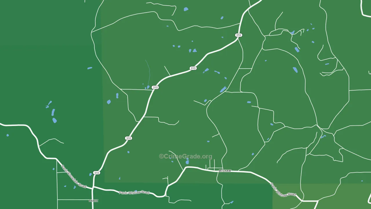Wishaw, PA Map of Vehicle Theft Rates