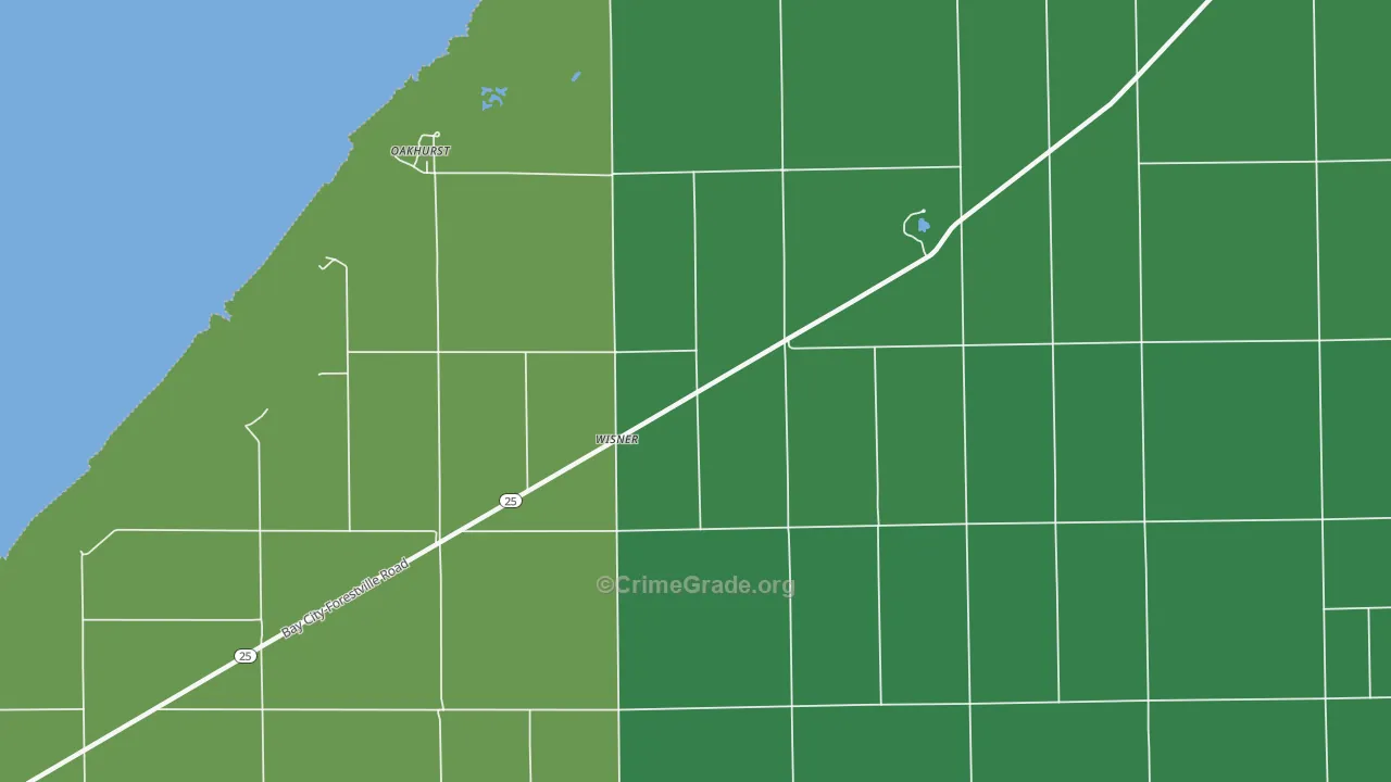 Wisner, MI Map of Vehicle Theft Rates