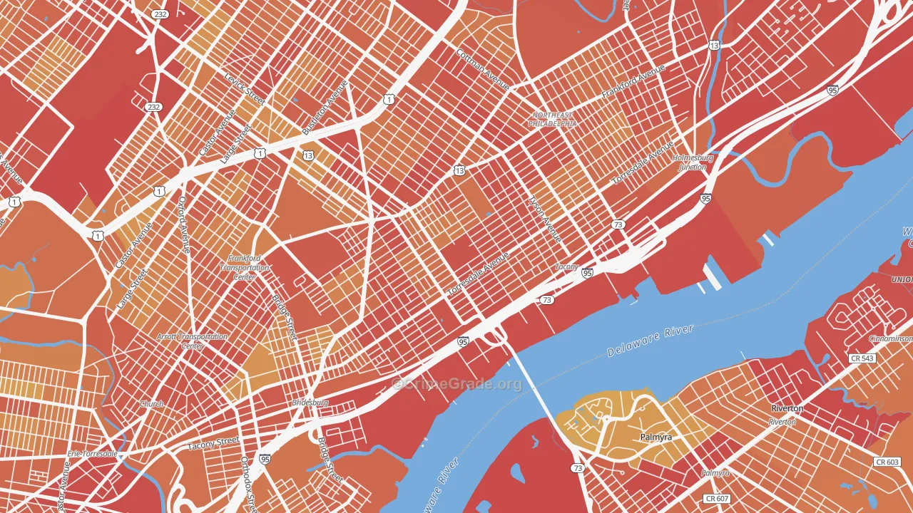 Wissanoning, Philadelphia, PA Map of Vehicle Theft Rates