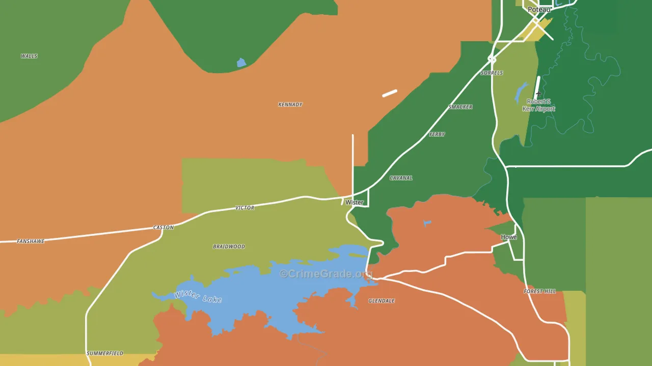 Wister, OK Map of Vehicle Theft Rates