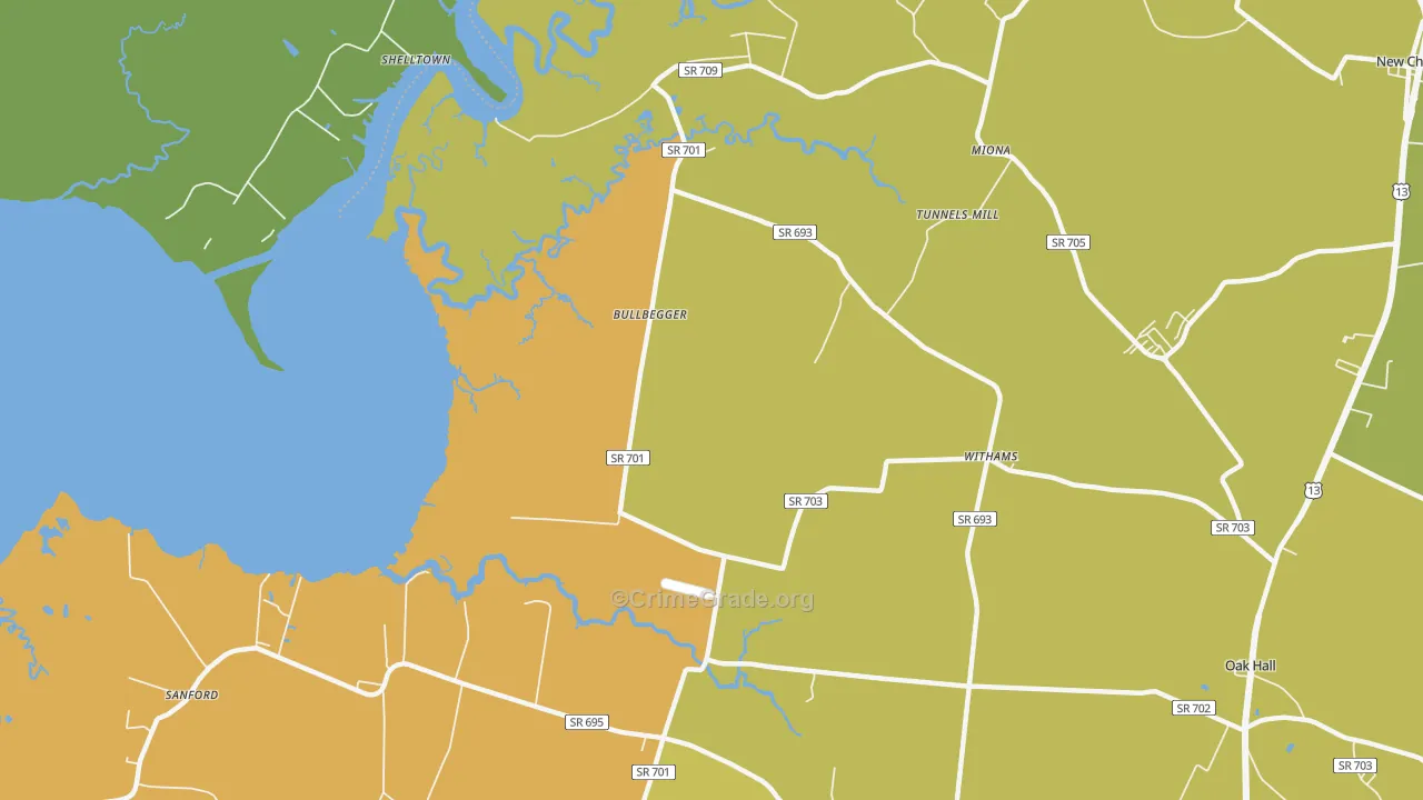 Withams, VA Map of Vehicle Theft Rates