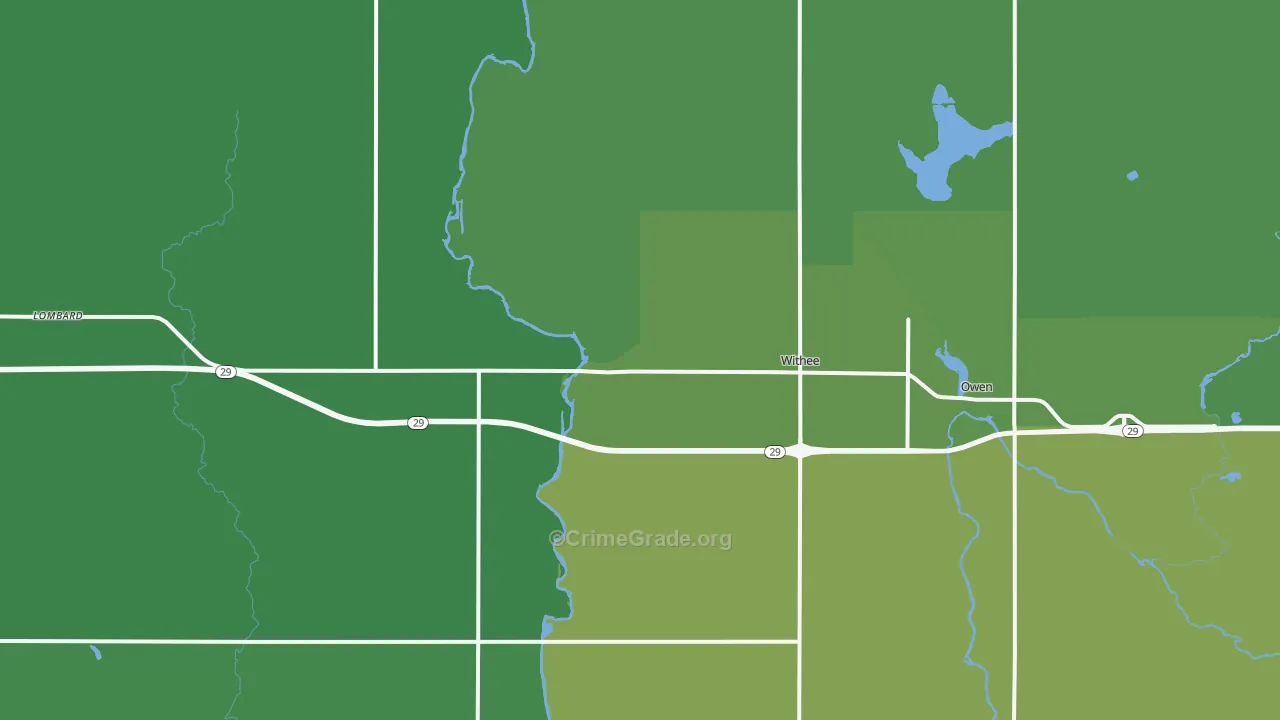 Withee, WI Map of Vehicle Theft Rates