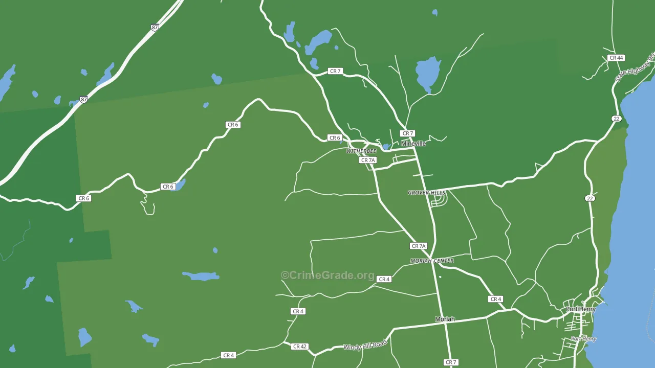 Witherbee, NY Map of Vehicle Theft Rates