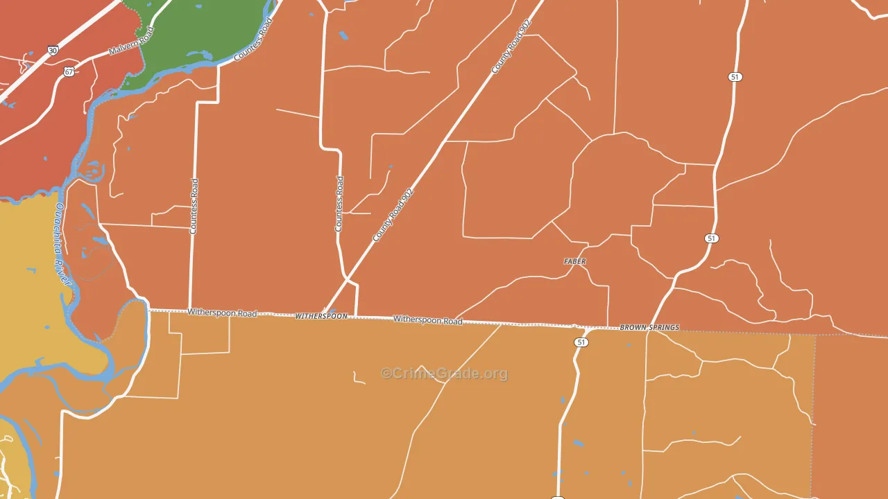 Witherspoon, AR Map of Vehicle Theft Rates