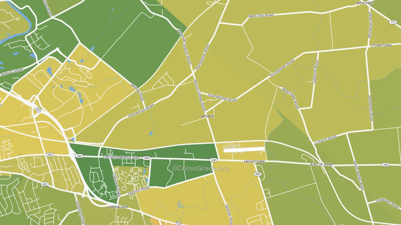 Witmer, PA Map of Vehicle Theft Rates
