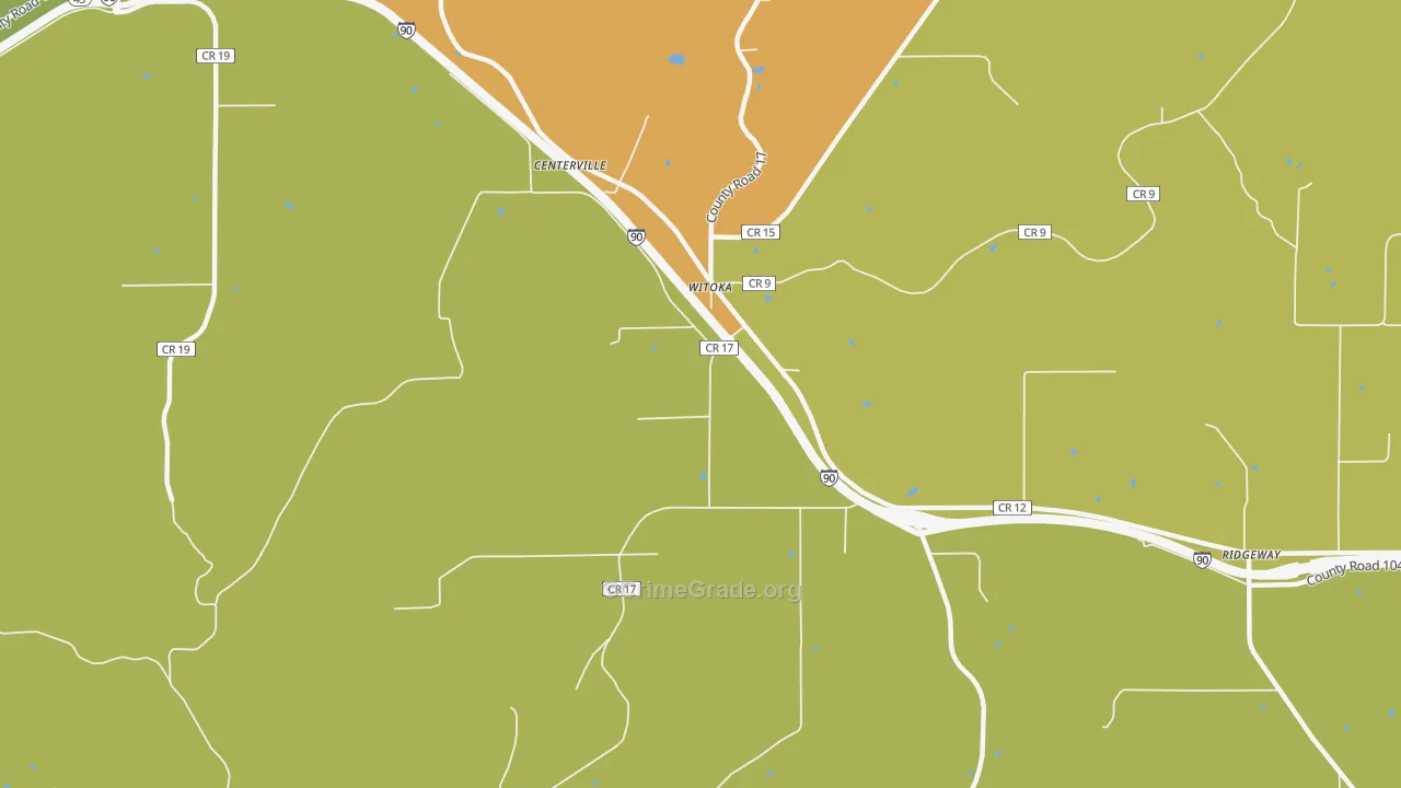 Witoka, MN Map of Vehicle Theft Rates