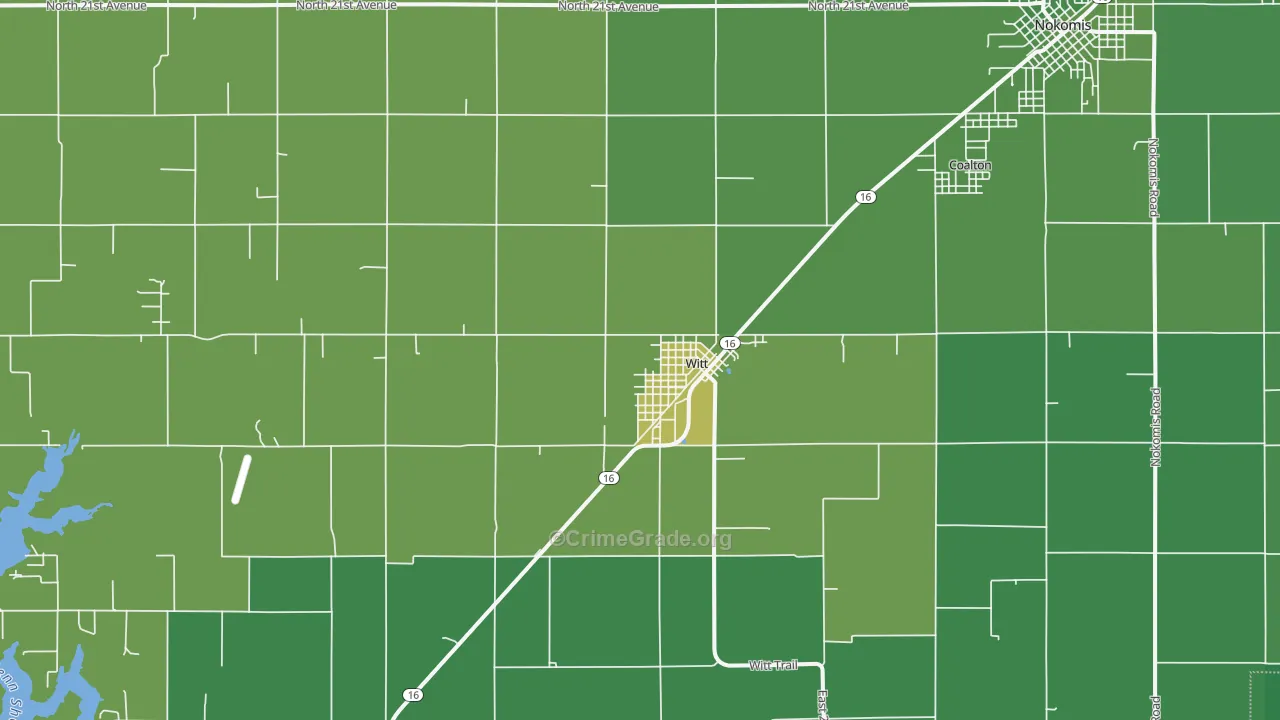 Witt, IL Map of Vehicle Theft Rates