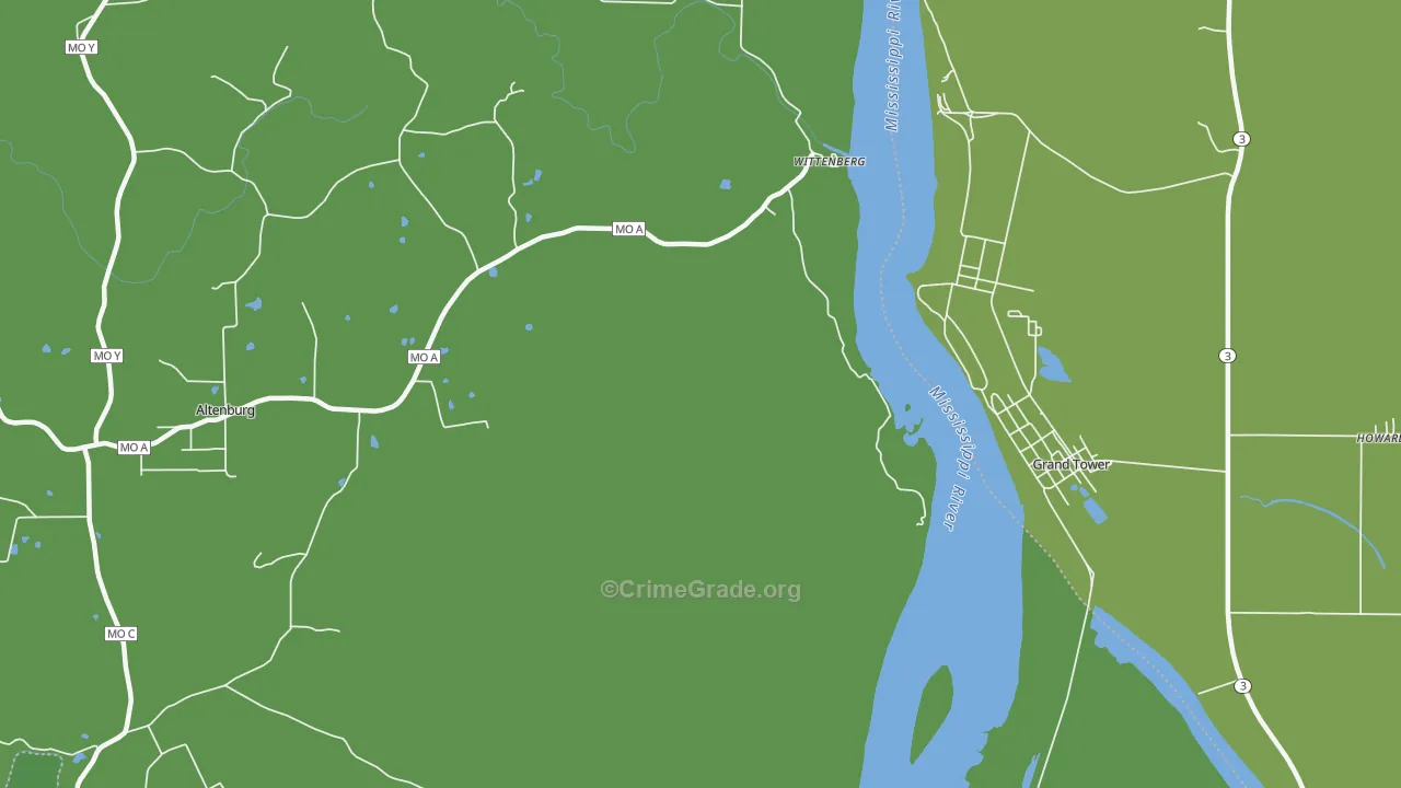 Wittenberg, MO Map of Vehicle Theft Rates