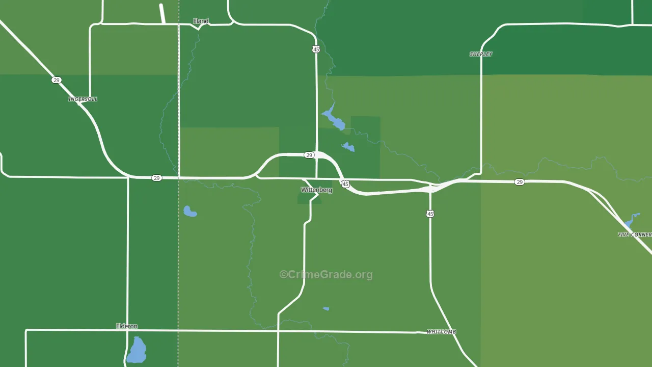 Wittenberg, WI Map of Vehicle Theft Rates