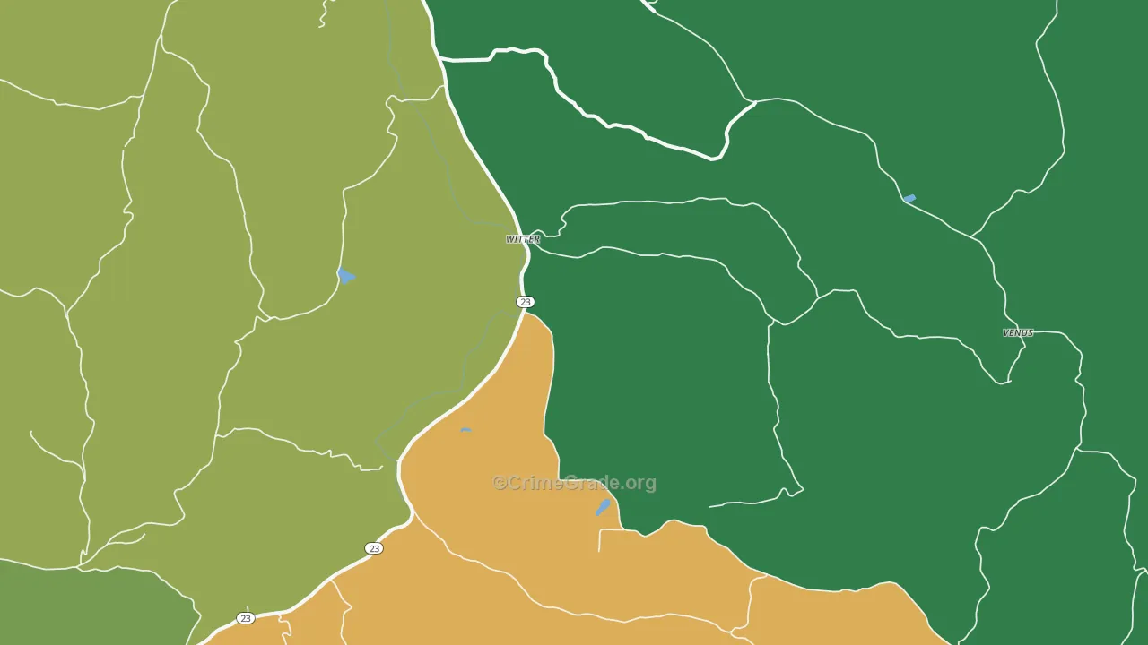 Witter, AR Map of Vehicle Theft Rates